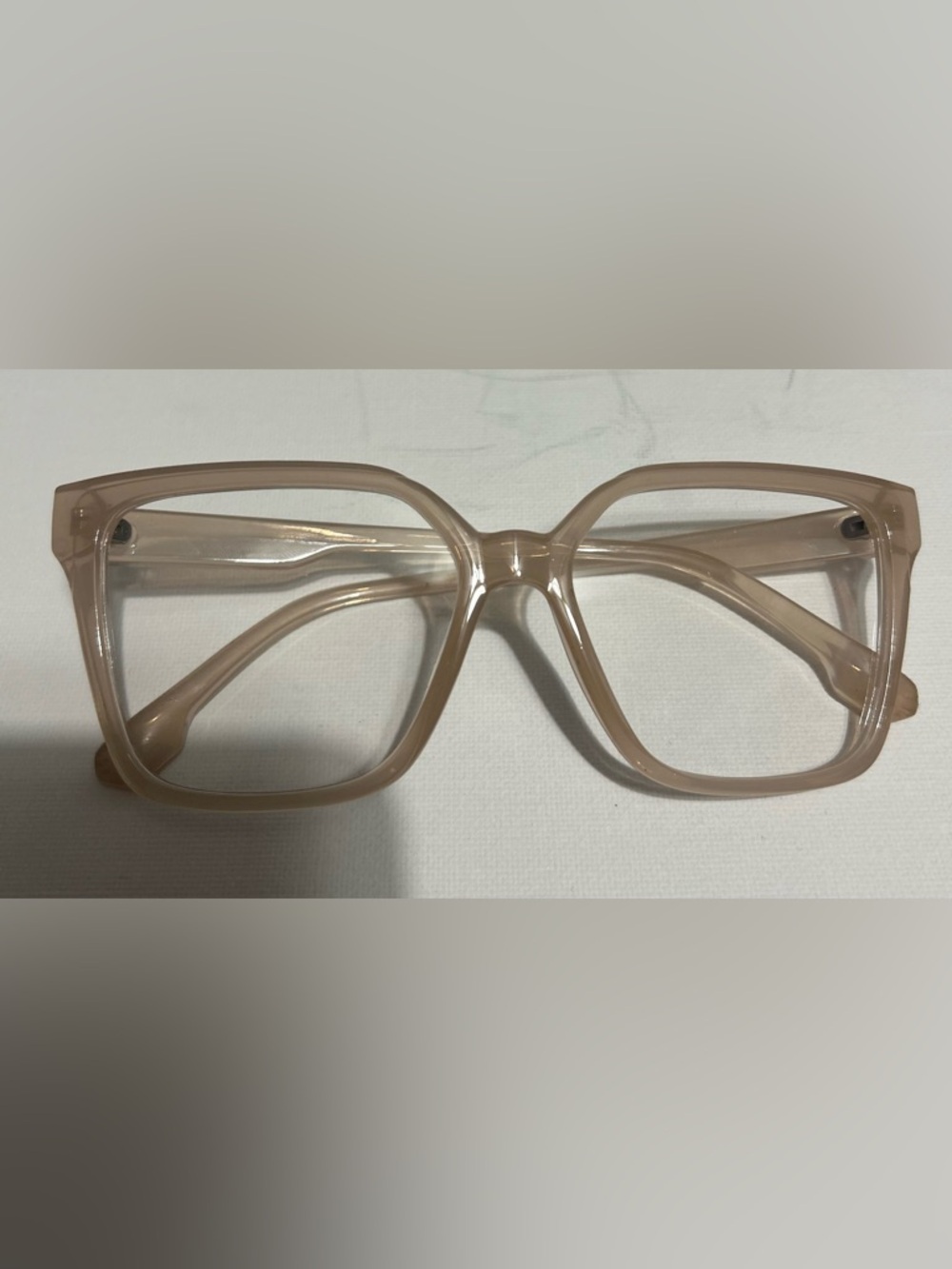Blue Light Glasses Oversized Square Frame Nude / Beige Transparent